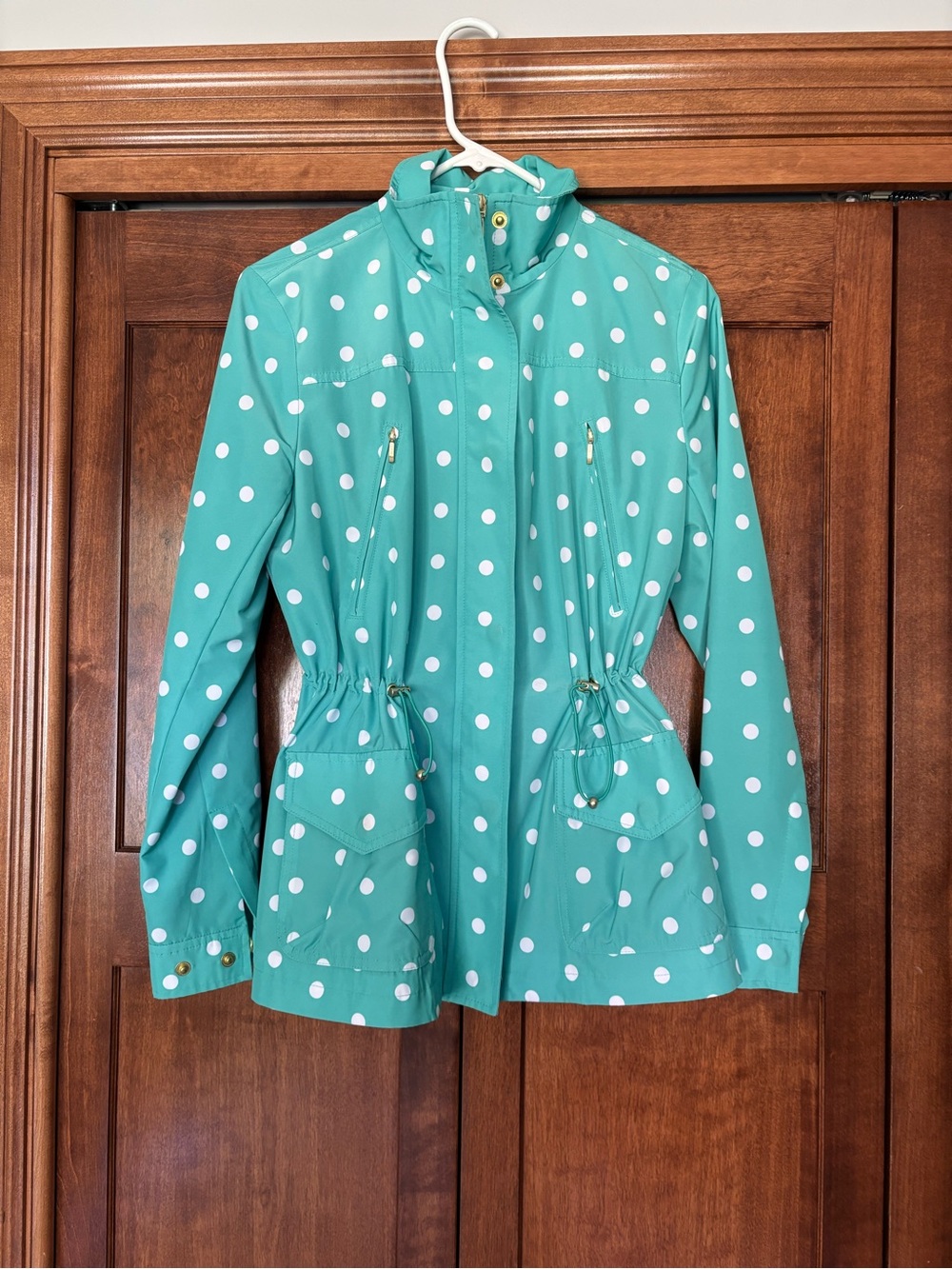 crown & ivy Teal Polka Dot Utility Jacket